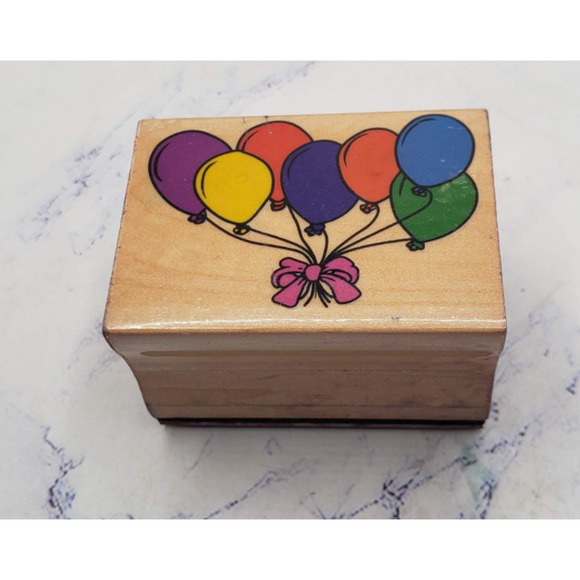 Bunch of Party Balloons Wood Mounted Rubber Stamp Birthday Celebration - Picture 1 of 7